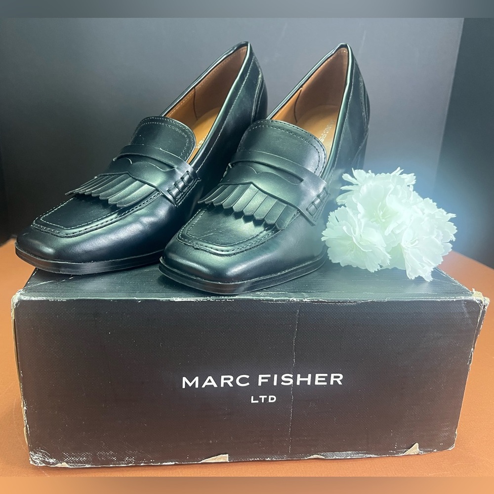 New Marc Fisher Women's Hamish Block Heel Square Toe Dress Loafers Size:7 1/2 - Picture 14 of 15
